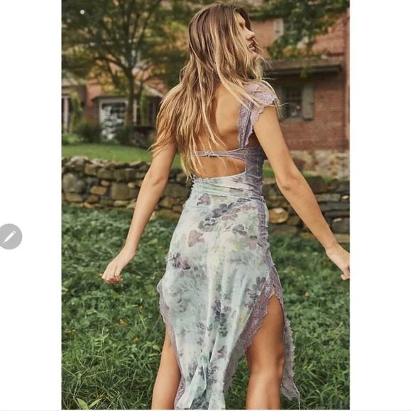 **1 XL Left!!**Free People Suddenly Fine Maxi Slip Dress / Moss Combo - Picture 10 of 15